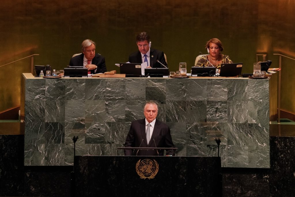 Como tradição, presidente brasileiro discursa na Abertura do Debate Geral da 72ª Sessão da Assembleia Geral da ONU. Foto: Beto Barata/PR.