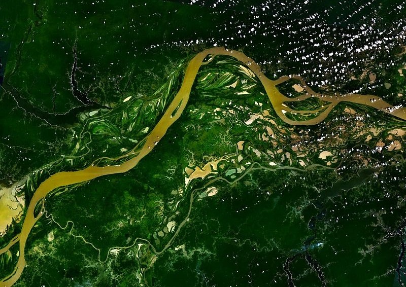 Imagem por satélite do rio Amazonas via Wikimedia Commons