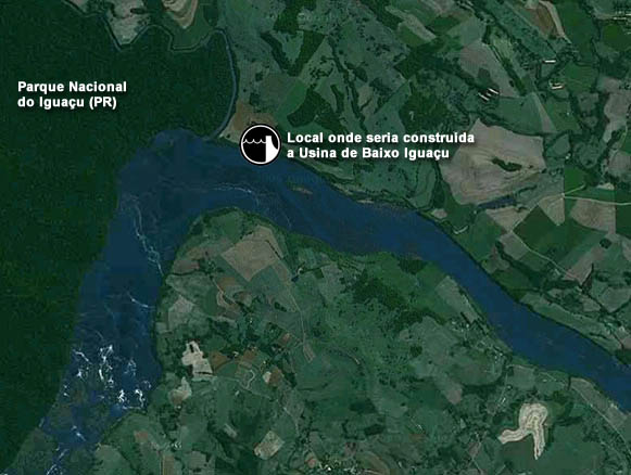 Localização da usina em relação ao parque nacional. (Foto: Google Earth)
