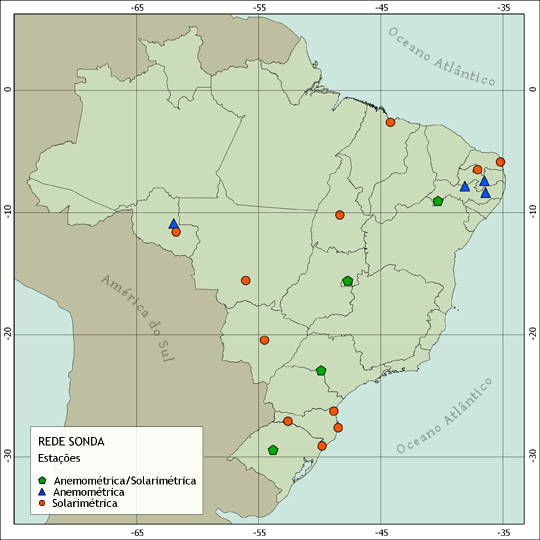 Projeto do INPE possui o levantamento de dados sobre a força dos ventos e da energia solar. Crédito: Rede Sonda | Clique para ampliar