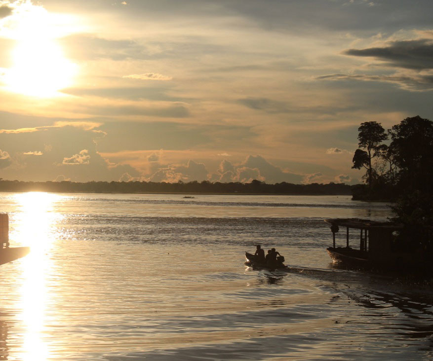 O sol se põe no Rio Purus, no município de Lábrea. Foto:Acervo IEB