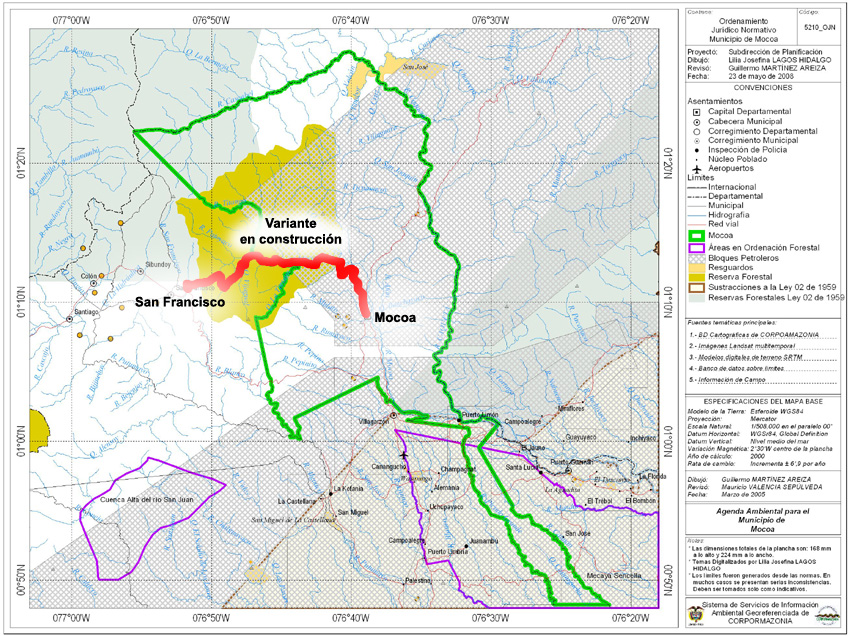 Em vermelho, a variante de 47 km que corta terras indígenas. Fonte: Corpormazonia
