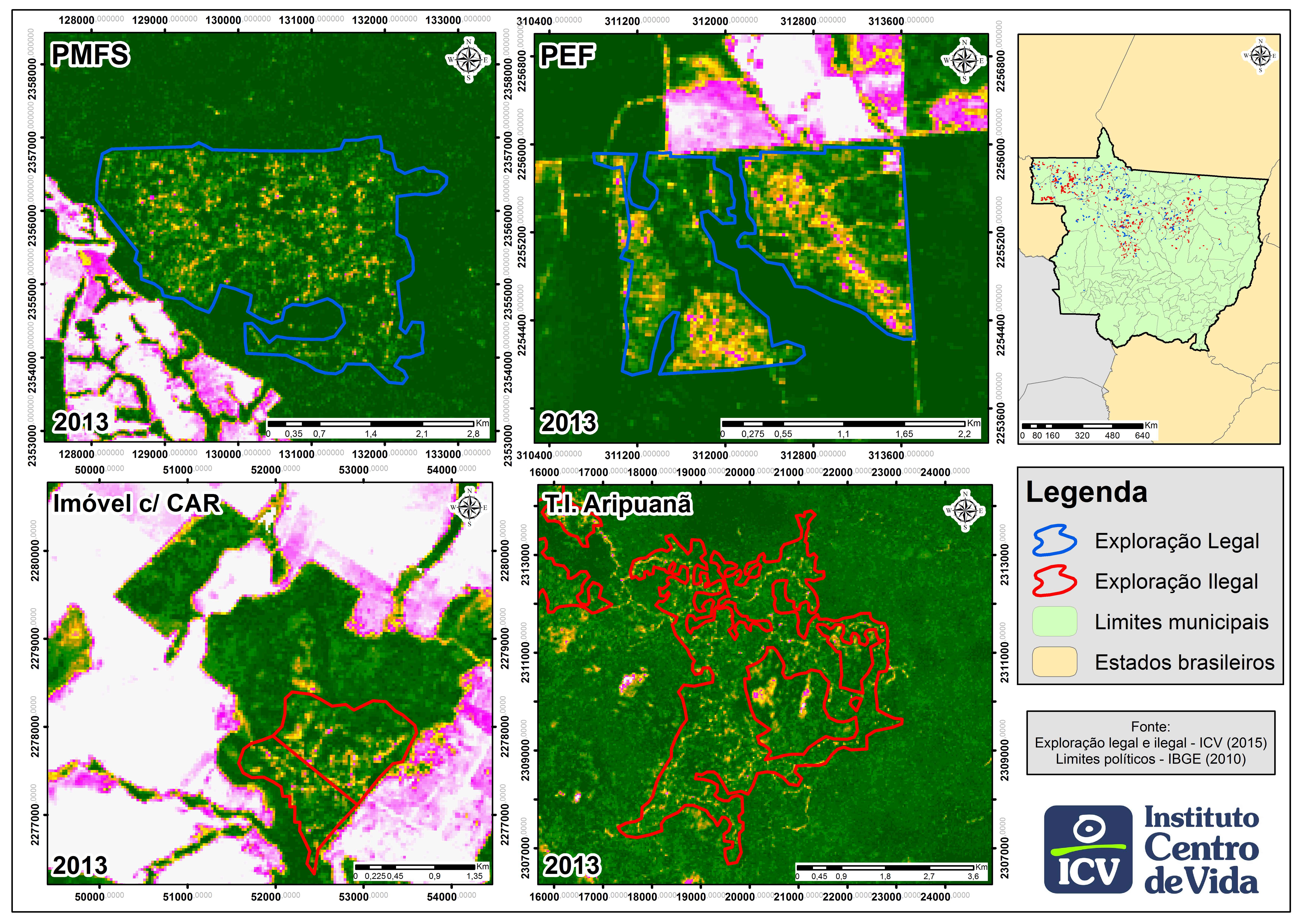 Exemplos de Exploração Legal e Ilegal em Mato Grosso | Clique para ampliar