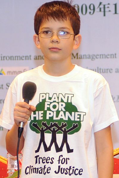 Felix, o garoto alemão que planta árvores espera que os negociadores tomem ações concretas (foto: IISD.ca)