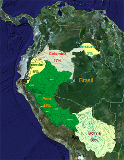 Amazônia andina em países membro da CAN. (Crédito: CAN)