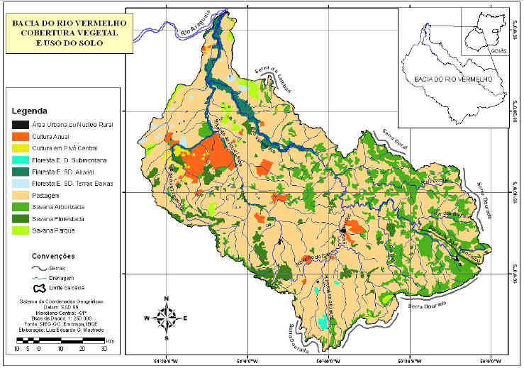 Mapa de uso do solo da bacia do rio Vermelho. Clique para ampliar (fonte: UFG)